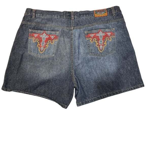 Paris Angel Jeans Denim Shorts Women Sz 24 Blue Embroidered Pockets Hiking Beach - Picture 8 of 13